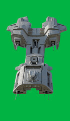 Naklejka premium Medium Attack Space Ship on Green Screen Background - Top View, 3d digitally rendered science fiction illustration