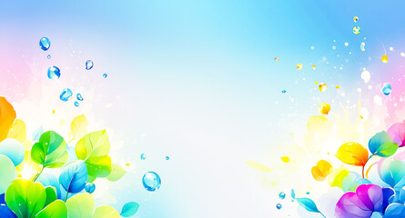 Abstract Colorful Floral Background with Water Drops