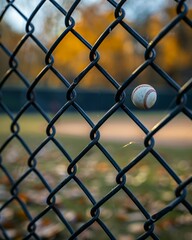 Fototapeta premium Sunset Through Chain Link Fence at Playground