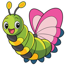 Caterpillar transforming into a butterfly
