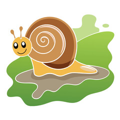 Snail leaving a trail on a dew-kissed morning