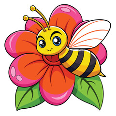 Bee collecting nectar from a vibrant hibiscus