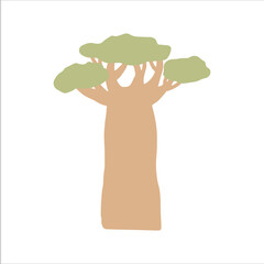 Baobab tree icons cartoon vector. Green african baobab tree. Nature, exotic plant