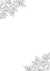 Peony flowers invitation border frame