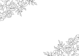 Peony flowers invitation border frame
