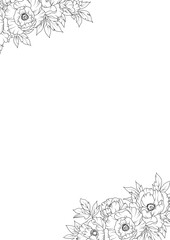 Obraz premium Peony flowers invitation border frame