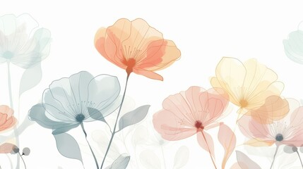 simple floral illustration, delicate lines, pastel colors, isolated on white background