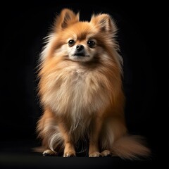 Obraz premium Majestic Pomeranian Dog Sitting in Professional Studio Lighting