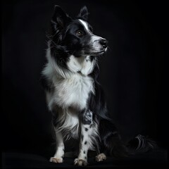 Fototapeta premium Majestic Border Collie Dog Poses with Studio Lighting for Professional Photoshoot
