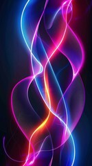 Colorful neon light abstract wavy background