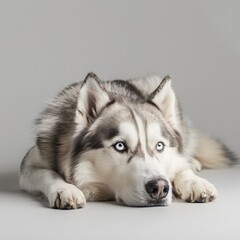 Fototapeta premium Majestic Siberian Husky Relaxing in Studio Light with Professional DSLR Quality