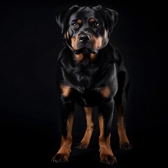 Majestic Rottweiler Dog Pose in Bright Studio Light - Professional Pet Portrait Photography Concept