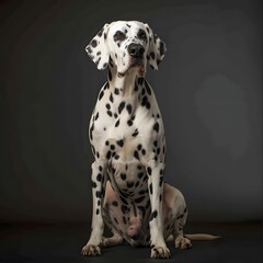 Majestic Dalmatian Dog in Studio Lighting - Professional Portrait of a Sitting Canine Companion