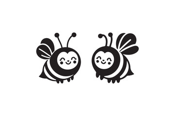 Cute honey bee silhouette vector art with white background 