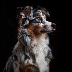 Fototapeta premium Majestic Australian Shepherd Dog Posed Under Professional Studio Lighting