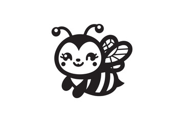 Cute honey bee silhouette vector art with white background 