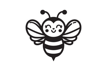 Cute honey bee silhouette vector art with white background 