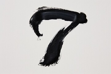 number 7 is written in black ink, on a white background, calligraphy