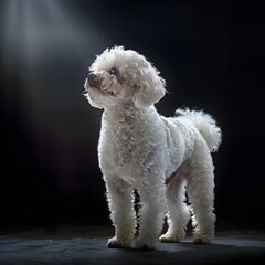 Majestic Bichon Frise Dog Pose in Studio Lighting with Professional Camera Quality