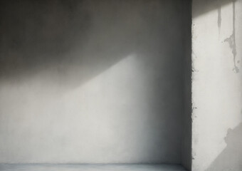 concrete wall and concrete floor with shadows and plain gray texture