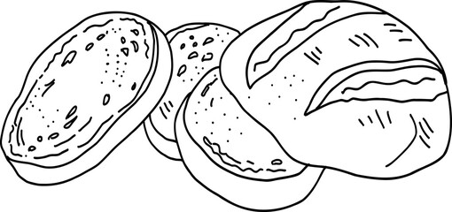 Freehand drawing of bread.