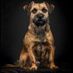 Portrait of a Border Terrier Dog in Professional Studio Lighting Setting