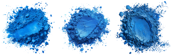 Blue Pigment Powder Set Isolated on Transparent or White Background, PNG