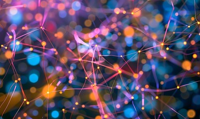A visually complex web of interconnected nodes representing neural networks in vibrant colors