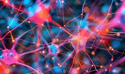 A visually complex web of interconnected nodes representing neural networks in vibrant colors