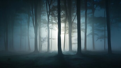Forest Enveloped in Morning Fog