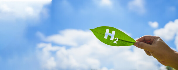 h2 clean hydrogen energy concept. Environment. Green industry and alternative energy. Future...
