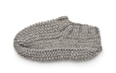 Gray hand knitted wool slipper