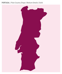 Portugal plain country map. Medium details. Solid style. Shape of Portugal. Vector illustration.