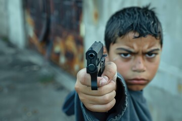 Teen boy holding a gun 