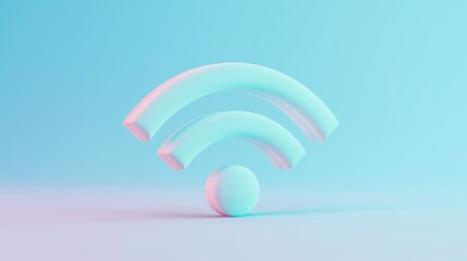 Obraz premium Pink wifi symbol on pastel background, modern wireless internet technology concept.