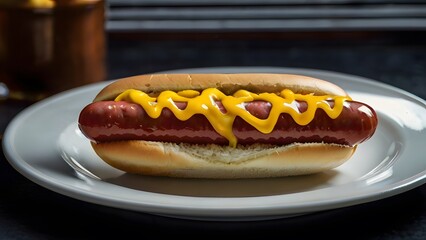 hot dog with mustard and ketchup