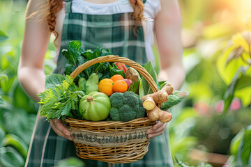 Fresh Produce in a Basket: Healthy Eating Concept