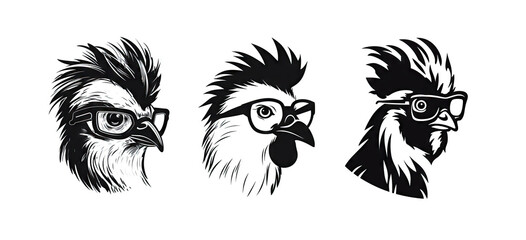 Fototapeta premium Bird with hair crest and glasses AI generative illustration