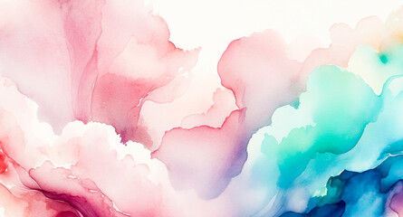 Fototapeta premium Abstract Watercolor Background with Pink, Blue and Green Colors
