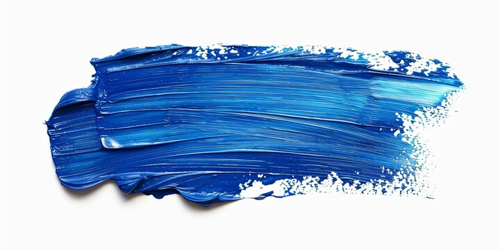 ultramarine oil paint brush stroke on white isolated background, grunge texture, for design work