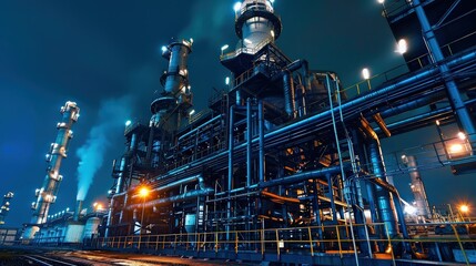 Fototapeta premium Nighttime View of an Industrial Complex