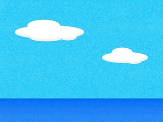 素朴な空と雲と海風景イラスト