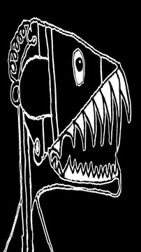 Alien robot sketchy hand drawn portrait animation