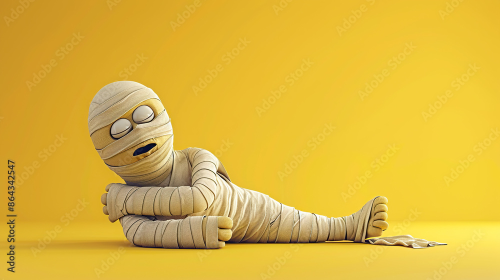 Wall mural 3d cartoon mummy rising from its tomb on isolate - Wall murals
