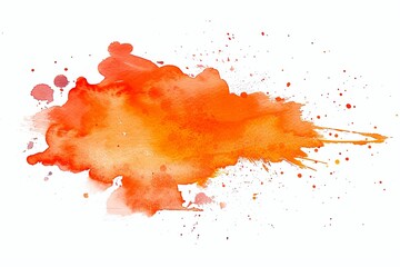 Fototapeta premium watercolor stain of orange color on white isolated background, grunge texture, for design works