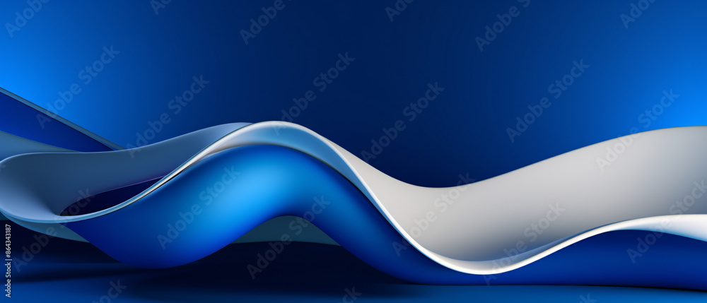 Poster blue abstract 3d design against a colored background, showcasing depth and modern aesthetics.