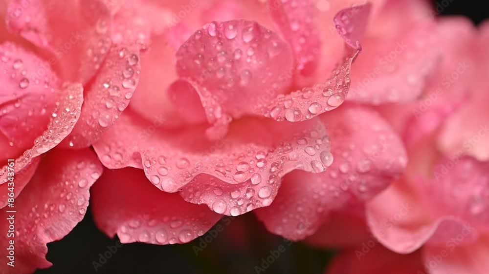 Poster pink rose with water drops