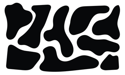 Blob shape organic, vector illustration set. Collection from abstract forms for design and paint. Liquid silhouette drop in modern style. Basic stains isolated elements on white background in eps 10.