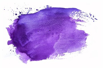 Obraz premium watercolor stain of purple color on white isolated background, grunge texture, for design work