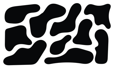 Blob shape organic, vector illustration set. Collection from abstract forms for design and paint. Liquid silhouette drop in modern style. Basic stains isolated elements on white background in eps 10.